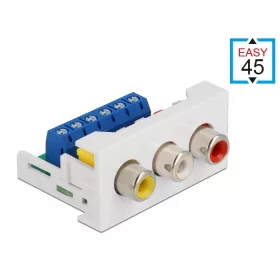   Delock Easy 45 modul, 3 x RCA anya csatlakozó, 22,5 x 45 mm (DL-81339)