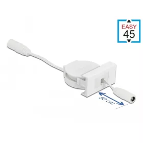   Delock Easy 45 modulos visszahúzható kábel DC 5,5 x 2,1 mm anya / anya, fehér (DL-81376)