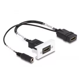   Delock Easy 45 HDMI 4K 60 Hz modul DC töltéssel 2,1 x 5,5 mm és rövid kábel, 22,5 x 45 mm (DL-81384)
