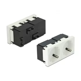   Delock 45 x 45 mm méretű, 2 modulos 45  elrendezésű Easy 45 földelt hálózati csatlakozóaljzat (DL-81423)