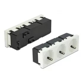   Delock 45 x 45 mm méretű, 3 modulos 45  elrendezésű Easy 45 földelt hálózati csatlakozóaljzat (DL-81424)