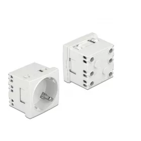   Delock 45 x 45 mm méretű, bővíthető, 45  elrendezésű Easy 45 földelt hálózati csatlakozóaljzat (DL-81425)