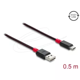   Delock EASY-USB 2.0 kábel A-típusú csatlakozódugó - USB Type-C  csatlakozódugó, 0,5 m, fekete