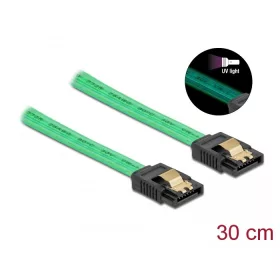   Delock 6 Gb/s SATA kábel UV fényhatással zöld színű, 30 cm (DL-82064)
