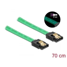   Delock 6 Gb/s SATA kábel UV fényhatással zöld színű, 70 cm (DL-82112)