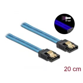   Delock 6 Gb/s SATA kábel UV fényhatással kék színű, 20 cm (DL-82121)