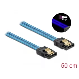   Delock 6 Gb/s SATA kábel UV fényhatással kék színű, 50 cm (DL-82130)