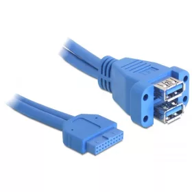   Delock USB 3.0 pin fejes kábel anya > 2 x USB 3.0-A anya kettős (DL-82942)