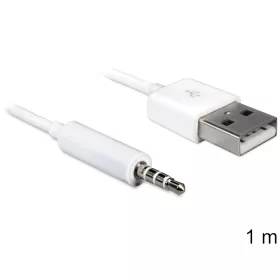   Delock USB-A apa > sztereo jack 3.5 mm apa 4 pin IPod Shuffle kábel, 1 m (DL-83182)