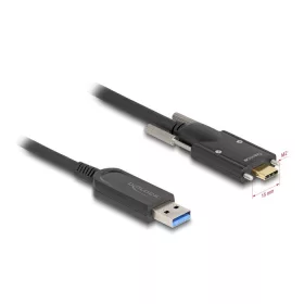   Delock Aktív optikai kábel USB 10 Gbps-A apa - USB Type-C  apa csatlakozó csavarokkal az oldalain, 15 m (DL-83208)