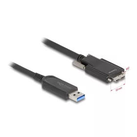   Delock Aktív optikai kábel USB 10 Gbps-A apa > USB 10 Gbps Micro-B Típusú dugó csavarokkal ellátott 10 m (DL-83213)