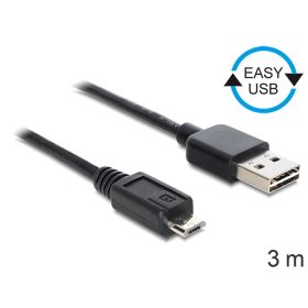   Delock EASY-USB 2.0 -A apa > USB 2.0 micro-B apa kábel, 3 m (DL-83368)