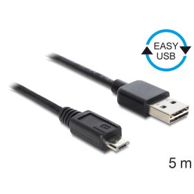   Delock EASY-USB 2.0 -A apa > USB 2.0 micro-B apa kábel, 5 m (DL-83369)