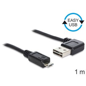   Delock EASY-USB 2.0 -A apa hajlított > USB 2.0 micro-B apa kábel, 1 m (DL-83382)