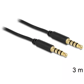   Delock sztereó kábel 3.5 mm 4 pin csatlakozó > csatlakozó, 3 m, fekete (DL-83437)