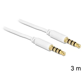   Delock sztereó kábel 3.5 mm 4 pin csatlakozó > csatlakozó, 3 m, fehér (DL-83442)
