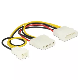   Delock Tápkábel 4 tűs apa> 1 x 4 tűs anya+ 1 x 3 tűs apa(fan) 14 cm (DL-83658)
