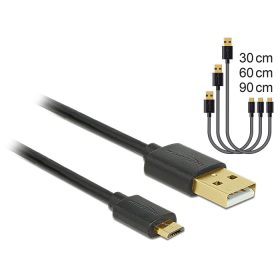   Delock Adat- és tölto kábel USB 2.0 A-típusú csatlakozóval > USB 2.0 Micro B típusú csatlakozó 3 db (DL-83680)