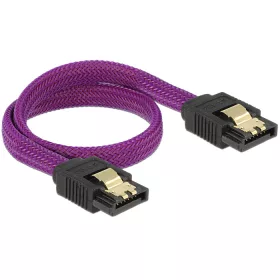   Delock prémium SATA Kábel 6 Gb/s 30 cm egyenes/ egyenes, lila metál (DL-83690)