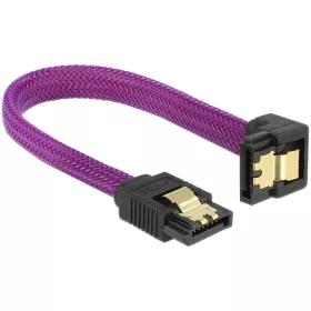   Delock SATA kábel 6 Gb/s 10 cm lefelé / egyenes fém lila Prémium (DL-83693)