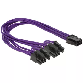   Delock tápkábel PCI Express 6 tűs anya > 2 x 8 tűs apa textil árnyékolás lila (DL-83704)