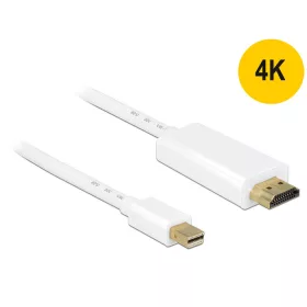   Delock Kábel mini Displayport 1.1 dugó - High Speed HDMI A dugó 4K 1 m, aranyozott, fehér (DL-83706)