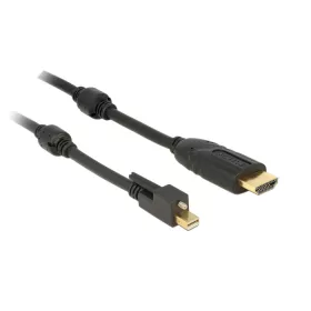   Delock Kábel mini Displayport 1.2-dugós csatlakozó csavarral > HDMI-csatlakozódugó 4K aktív fekete5m (DL-83732)