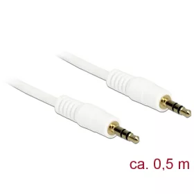   Delock Stereo Jack kábel 3.5 mm 3 pin apa > apa 0.5 m fehér (DL-83743)