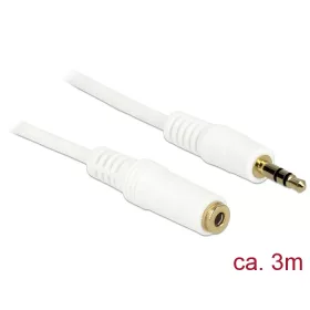   Delock Stereo Jack hosszabbító kábel 3.5 mm 3 pin apa > anya 3 m fehér (DL-83769)