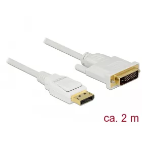   Delock Kábel Displayport 1.2 dugó > DVI 24+1 dugó passzív 2 m fehér (DL-83814)