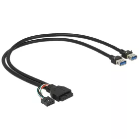   Delock USB 3.0 kábel tűfejes anya + USB 2.0 tűfejes anya > 2 x USB 3.0 A anya 45 cm (DL-83829)