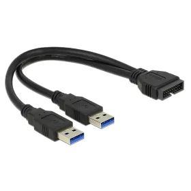   Delock kábel USB 3.0 tűs fejléc apa > 2 x USB 3.0 Type-A apa 25 cm (DL-83910)