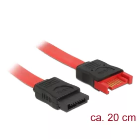   Delock SATA 6 Gb/s-s bővítőkábel csatlakozódugóval > SATA-s, csatlakozóhüvellyel, 20 cm, piros (DL-83952)