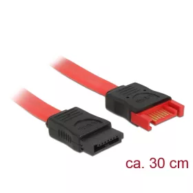   Delock SATA 6 Gb/s-s bővítőkábel csatlakozódugóval > SATA-s, csatlakozóhüvellyel, 30 cm, piros (DL-83953)