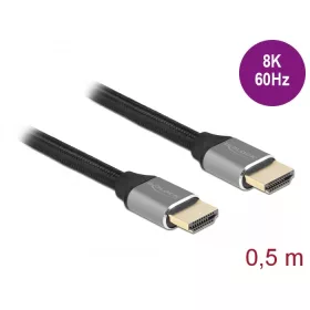   Delock Ultra nagy sebességű HDMI kábel 48 Gbps 8K 60 Hz szürke 0,5 m tanúsítvánnyal (DL-83994)