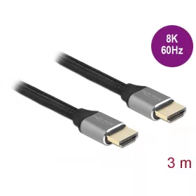   Delock Ultra nagy sebességű HDMI kábel 48 Gbps 8K 60 Hz szürke 3 m tanúsítvánnyal (DL-83997)