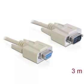   Delock kábel Serial RS-232 Sub-D9 apa> RS-232 Sub-D9 anya 3 m hosszabítás (DL-84289)
