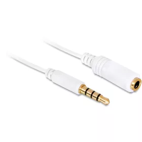   Delock audió toldó kábel, 4 pol.3.5mm sztereó jack dugó/aljzat csatlakozókkal, Iphonehoz, fehér (DL-84717)
