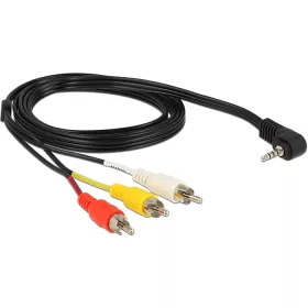   Delock kábel 3.5mm sztereó 4 pol. 90  dugó > 3x RCA dugó csatlakozókkal, 1.5m (DL-84724)