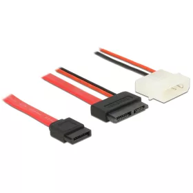  Delock kábel Slim SATA anya > SATA 7 tűs + 2 tűs tápcsatlakozó apa 70 cm (DL-84791)