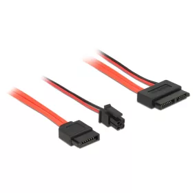   Delock SATA-kábel, 6 Gb/s, 7 tus csatlakozóhüvely + 4 tus csatlakozódugó > 13 tus Slim SATA-csatlako (DL-84848)