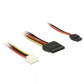   Delock Tápkábel 4 tus Floppy-csatlakozóhüvellyel > 15 tus SATA-csatlakozóhüvellyel (5 V + 12 V) + 6 (DL-84932)