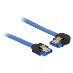   Delock SATA-kábel, 6 Gb/s, hüvely, egyenes > SATA hüvely, balra nézo csatlakozódugóval, 50 cm, kék a (DL-84985)