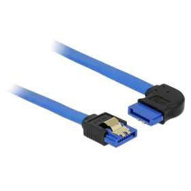   Delock SATA-kábel, 6 Gb/s, hüvely, egyenes > SATA hüvely, jobbra nézo csatlakozódugóval, 30 cm, kék (DL-84990)
