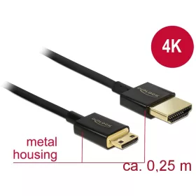   Delock Nagysebességű HDMI-kábel Ethernettel - HDMI-A-csatlakozódugó > HDMI Mini-C-csatlakozódugó, 3D (DL-85118)