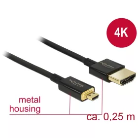   Delock Nagysebességű HDMI-kábel Ethernettel - HDMI-A-csatlakozódugó > HDMI Micro-D-csatlakozódugó, 3 (DL-85119)