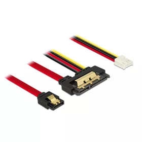   Delock SATA-kábel, 6 Gb/s, 7 tus csatlakozóhüvely + 4 tus Floppy-csatlakozóhüvely > 22 tus SATA-csat (DL-85234)