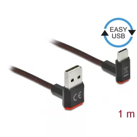   Delock EASY-USB 2.0 kábel A-típusú csatlakozódugó - USB Type-C  csatlakozódugó, ívelt felfelé / lefe (DL-85276)