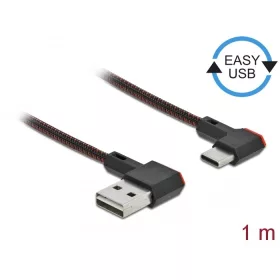   Delock EASY-USB 2.0 kábel A-típusú csatlakozódugó - USB Type-C  csatlakozódugó, ívelt bal / jobb, 1 (DL-85281)