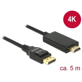   Delock Kábel Displayport 1.2 dugó > High Speed HDMI-A dugó passzív 4K 5 m fekete (DL-85319)